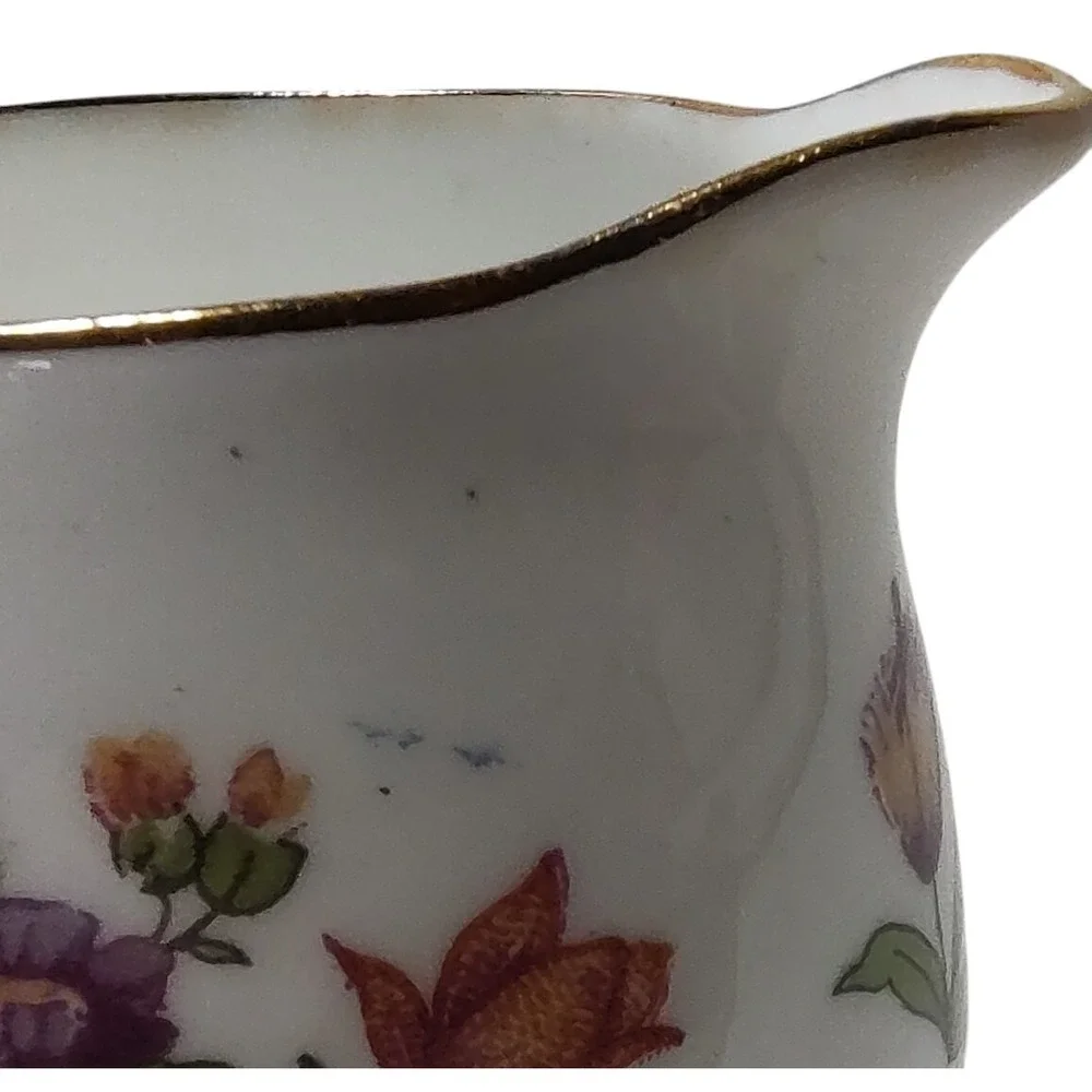 Crown Staffordshire Creamer Pitcher Fine Bone China Floral Made England 1930 SEE